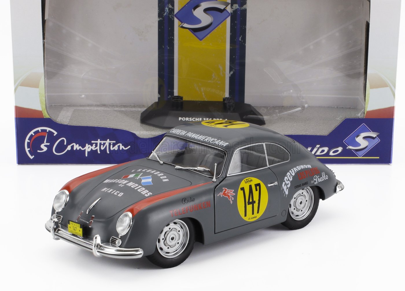 1:18 PORSCHE 356 Pre-a Coupe №147 Racing Panam (1954), Grey Red - S1802807