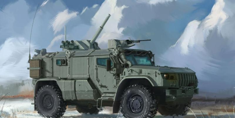 1:35 Сборная модель Бронеавтомобиль Камский-4386 'Тайфун-ВДВ' 2С41 «Дрок» / Камский грузовик K-4386 TYPHOON-VDV 2S41 Drok 82mm Self-Propelled Mortar - Standard - 35028-A