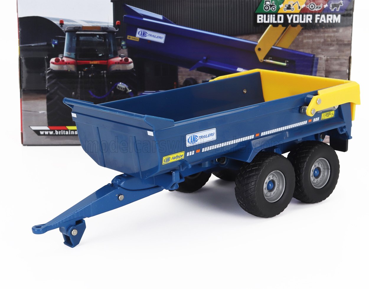 1:32 KANE Dump Trailer - Carrello Cassone Ribaltabile, Blue Yellow - 43368