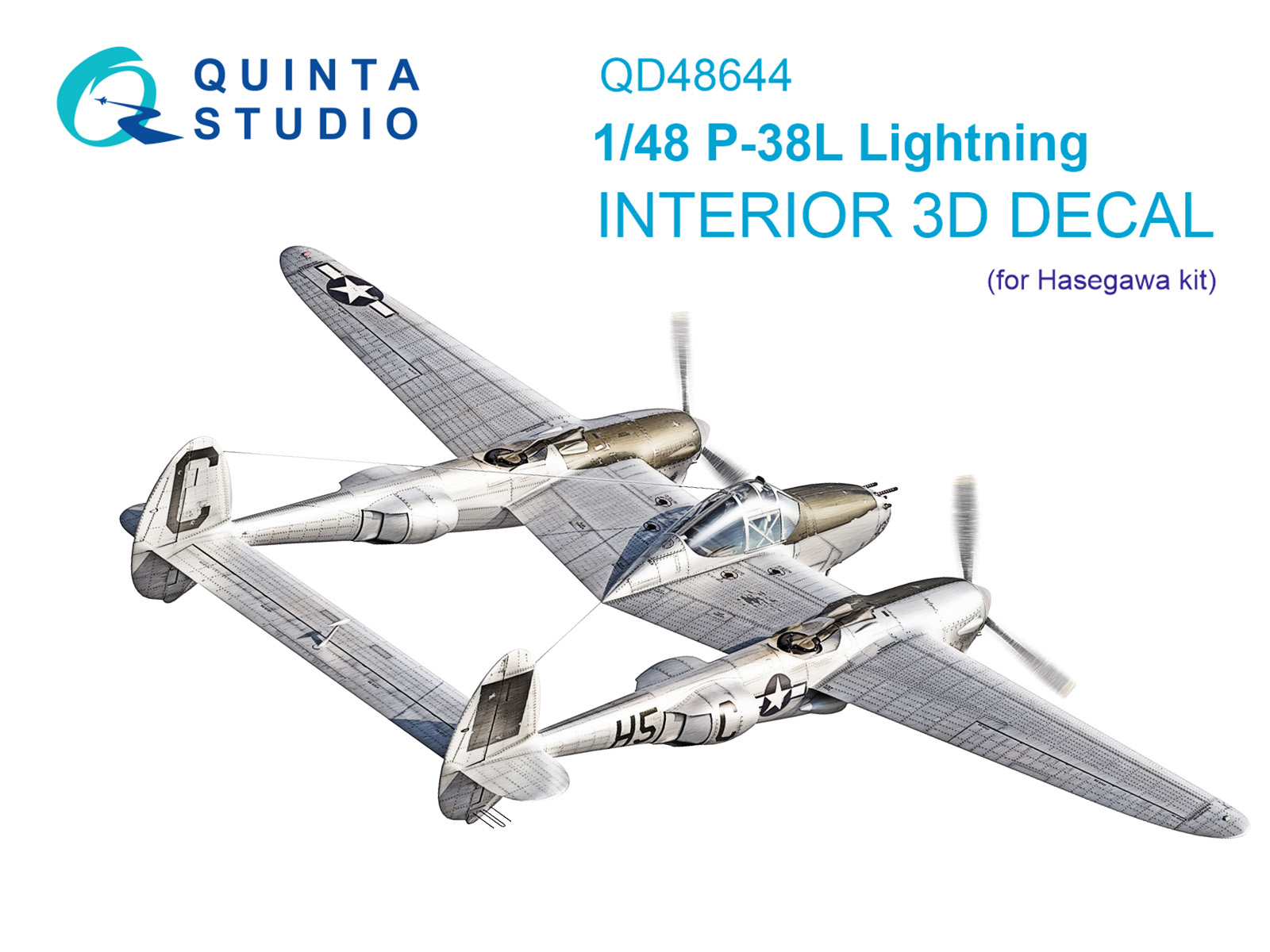 1:48 3D Декаль интерьера кабины P-38L Lightning (Hasegawa) - QD48644