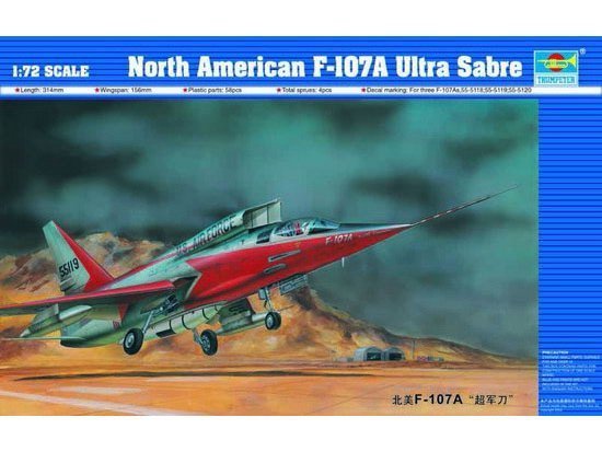 1:72 Сборная модель Американский истребитель-бомбардировщик North American F-107A Ultra Sabre - 01605