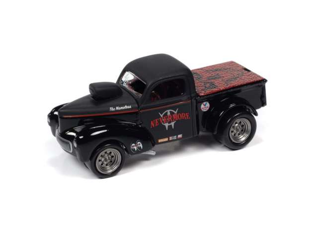 1:64 Willys Grasser Pickup (Blacked Out) (1941), Gloss/Flat Black with Metallic Red - JLSP181B