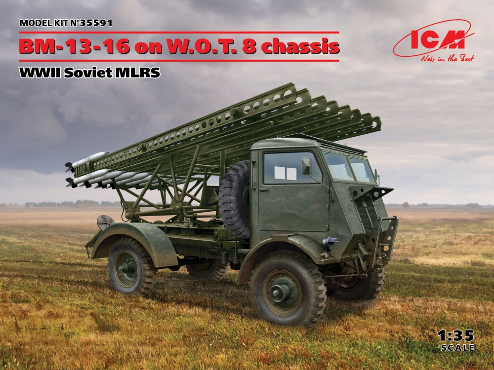 1:35 Сборная модель БМ-13-16 на шасси W.O.T. 8, Советская РСЗО II МВ - 35591