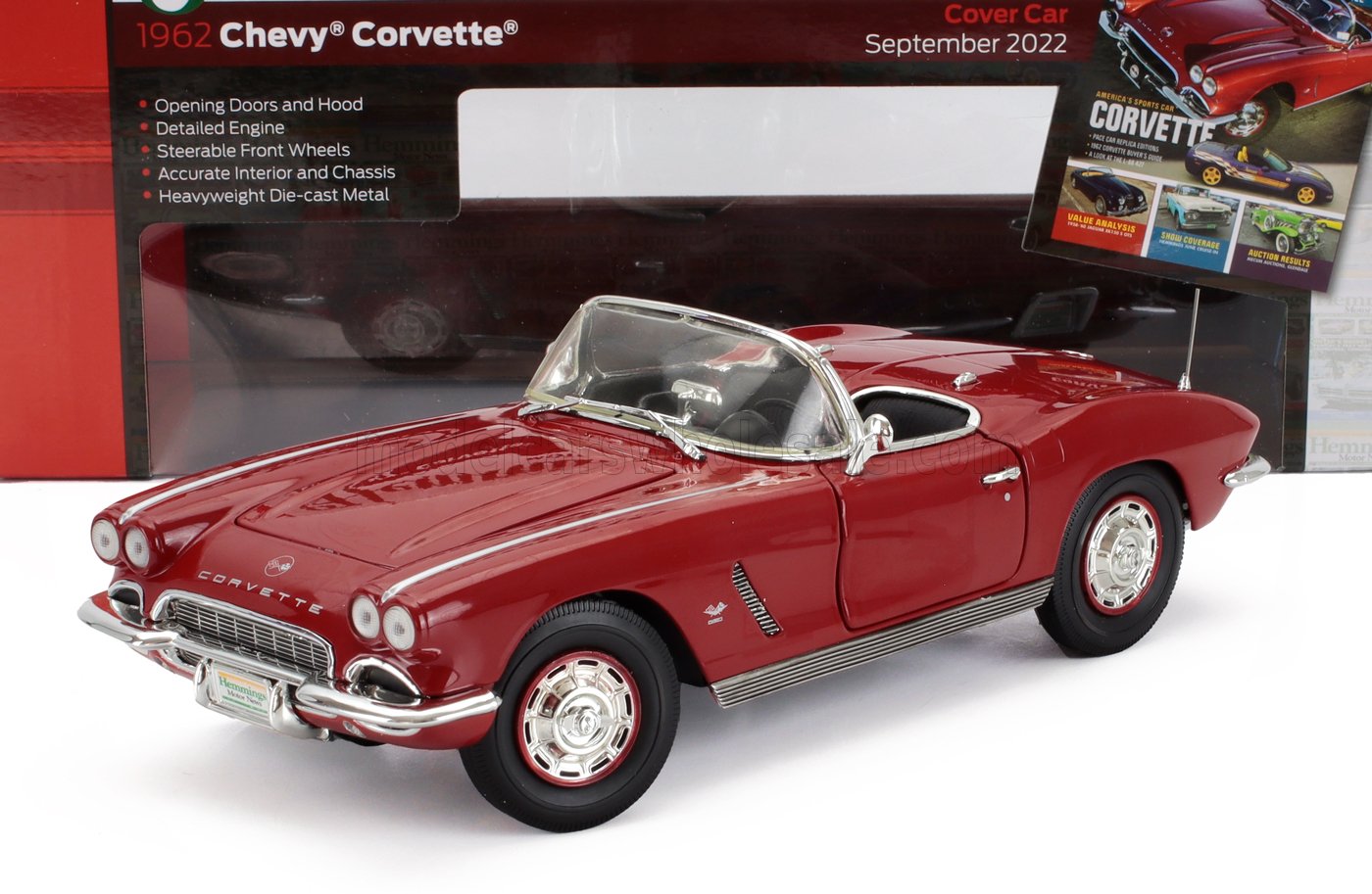 1:18 CHEVROLET Corvette Spider Cabriolet Open (1962), Dark Red - AMM1338