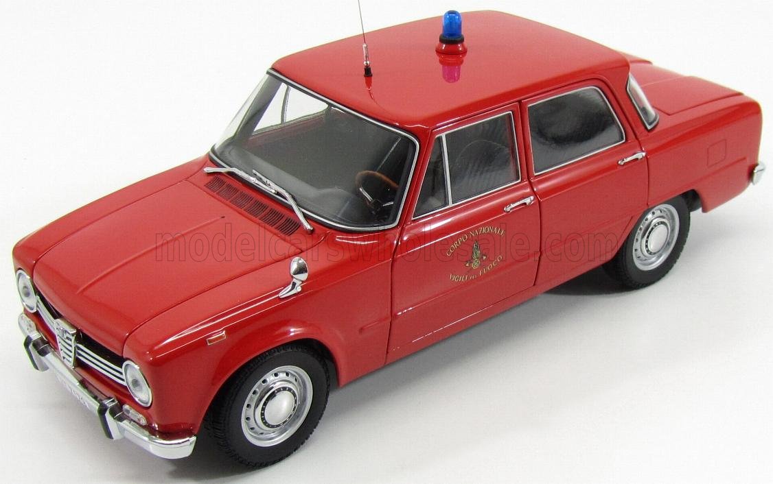 1:18 ALFA ROMEO Exclusive For Italy - Giulia 1300 Vigili Del Fuoco (1966) Fire Engine With Two Headlights, Red - 183120992