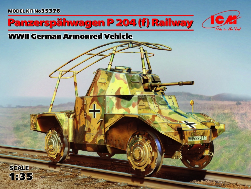 1:35 Сборная модель Panzerspähwagen P 204 (f) железнодорожный, Германский бронеавтомобильІІ МВ - 35376
