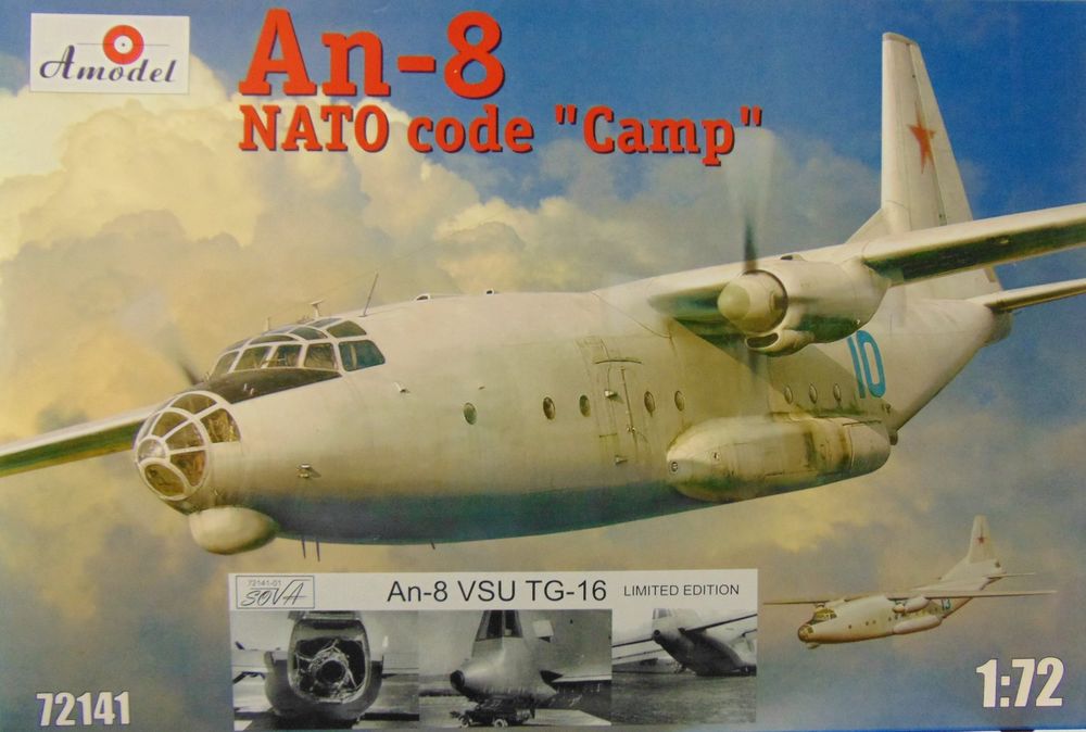 1:72 Сборная модель Советский военно-транспортный самолет Ан-8 (с ВСУ ТГ-16) - 72141-01S