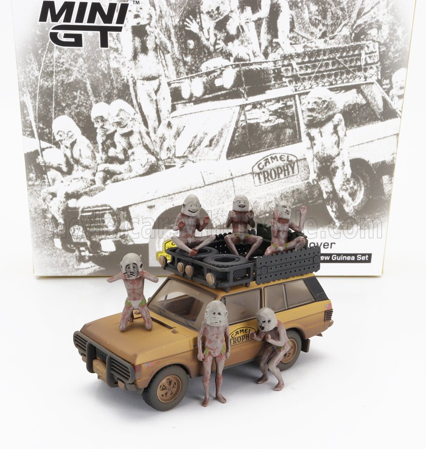 1:64 LAND ROVER Set 2x Range Rover N0 Rally Camel Trophy Papua New Guinea (1982) With Figures, Yellow - MGTS0006
