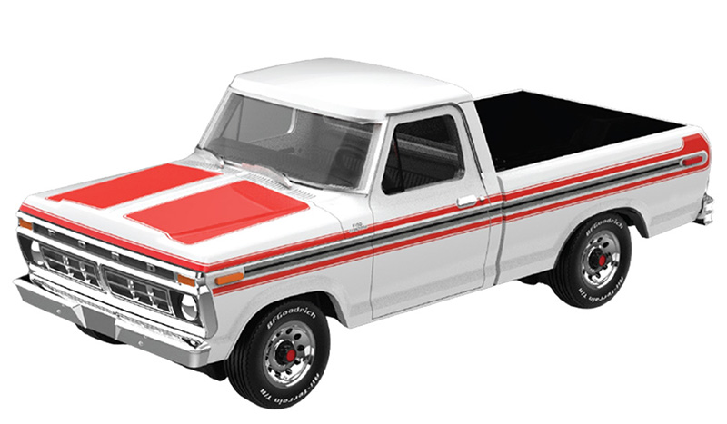 1:64 FORD F-150 (1977), white with orange stripes - 30574
