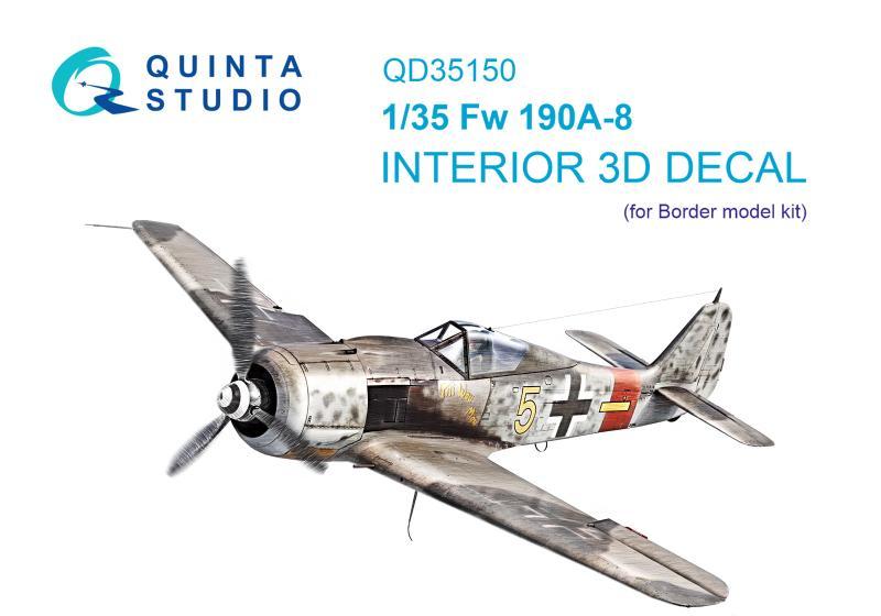 1:35 3D Декаль интерьера кабины FW 190A-8 (Border Model) - QD35150