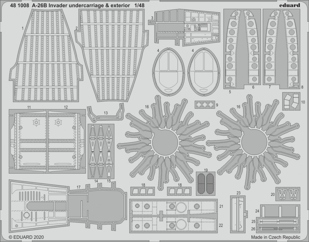 1:48 Фототравление для A-26B Invader undercrarriage & exterior (ICM) - 481008