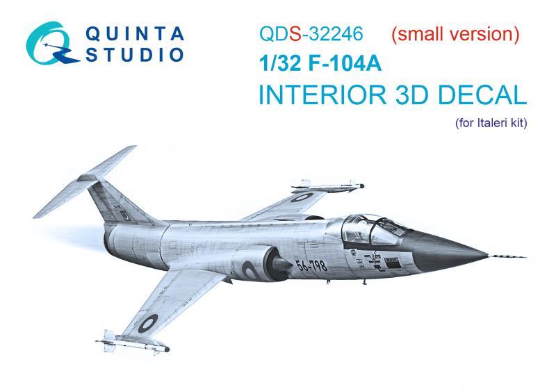 1:32 3D Декаль интерьера кабины F-104A (Italeri) (малая версия) - QDS-32246