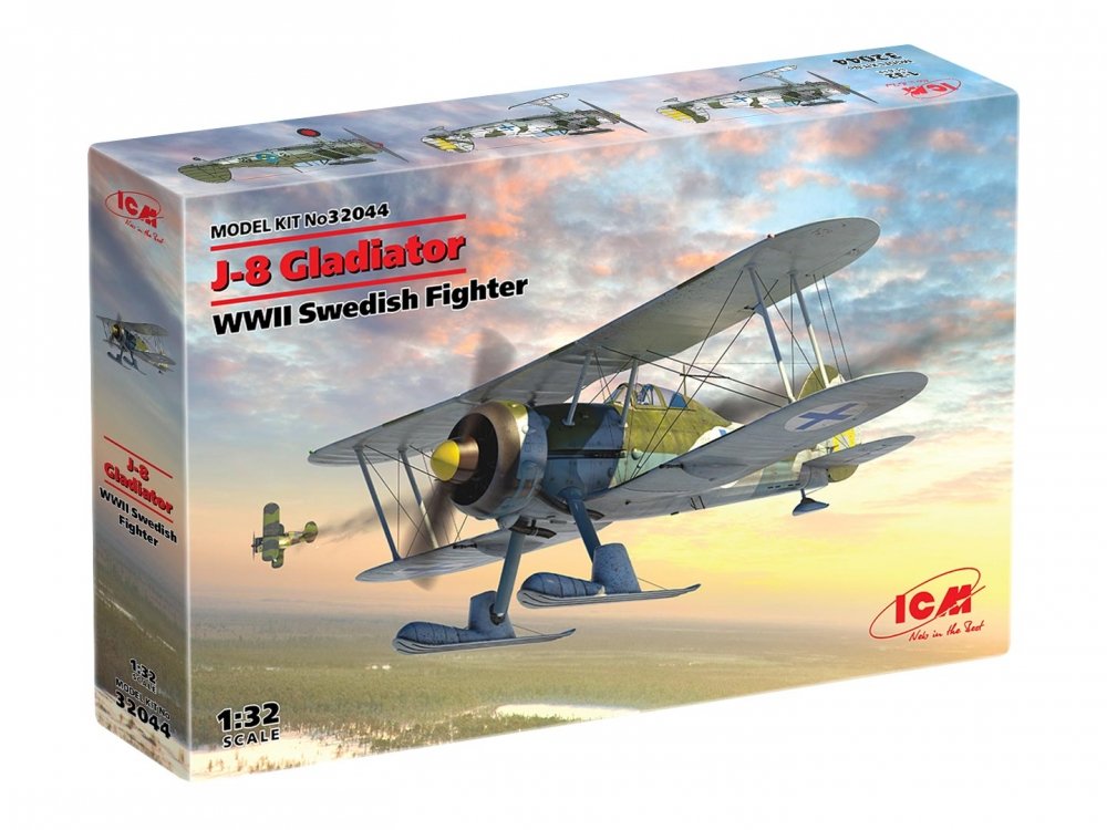 1:32 Сборная модель J-8 Gladiator, Истребитель ВВС Швеции IIМВ - 32044