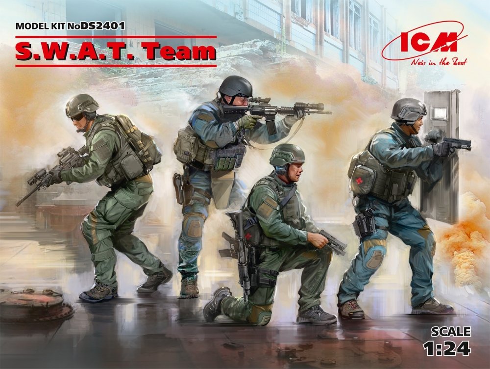1:24 Сборная модель Команда S.W.A.T.  (4 фигуры) - Ds2401