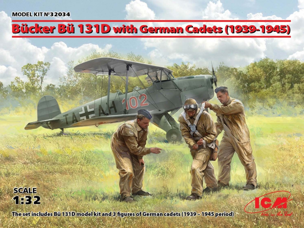 1:32 Сборная модель Bücker Bü 131D с германскими кадетами (1939-1945 г.) - 32034