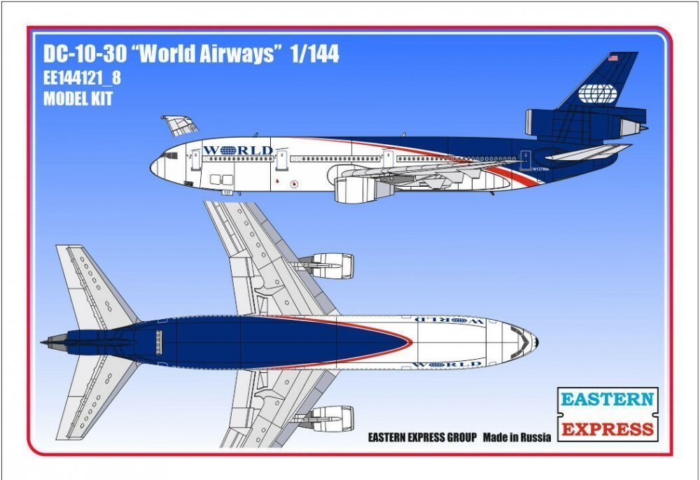 1:144 Сборная модель Авиалайнер DC-10-30 World Airways - 144121-8