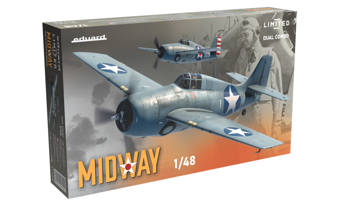 1:48 Сборная модель истребитель F4F-3 и F4F-4 Wildcat, MIDWAY комбо (2 в 1) - 11166