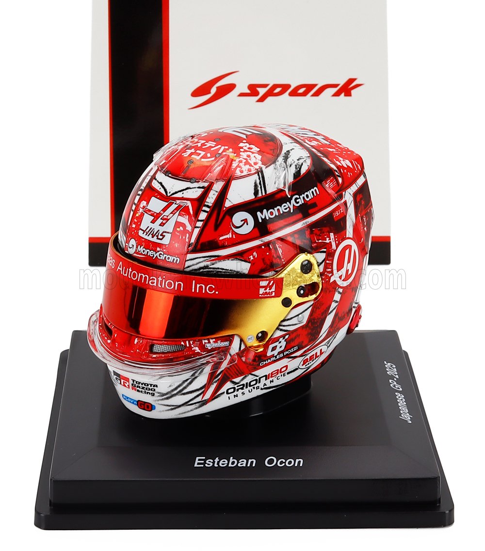 1:5 BELL HELMET Casco Helmet F1 Esteban Ocon Team Moneygram Haas №31 China Gp (2025), Red White - 5HF203
