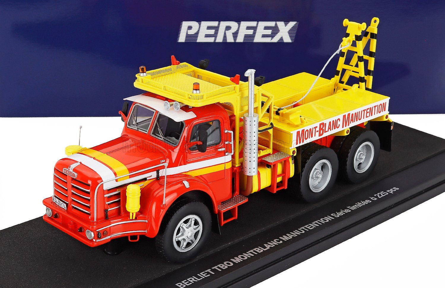1:43 BERLIET Tbo Tractor Truck Montblanc Manutention 3-assi (1962), Red Yellow - PE927