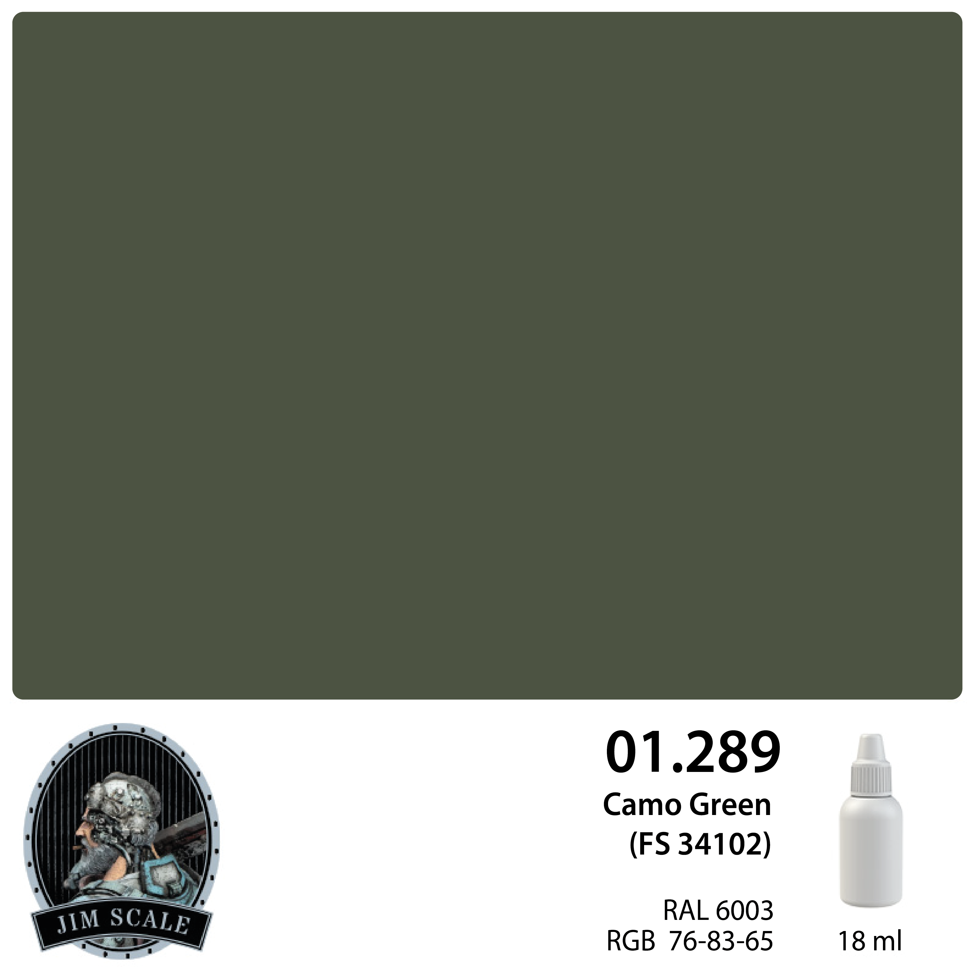 Краска акриловая под аэрограф Camo Green (FS 34102), 18мл - 01.289