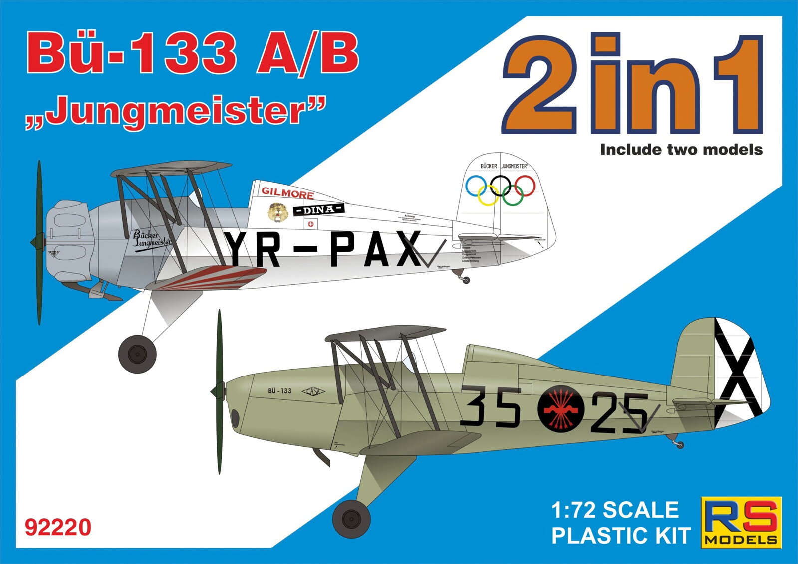1:72 Сборная модель Bucker 133 A/B 'Jungmeister' - 92220