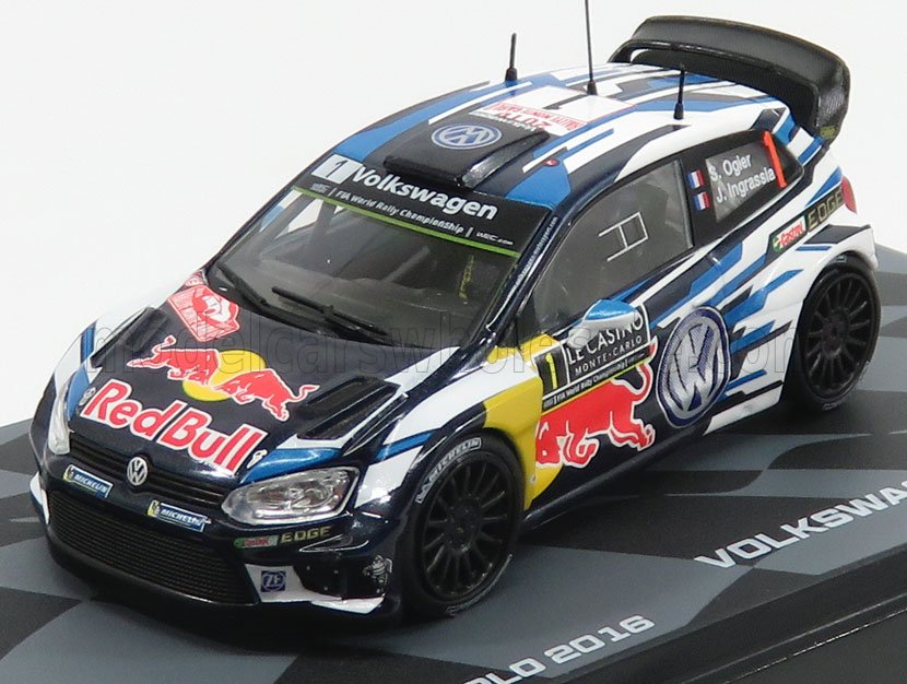1:43 VOLKSWAGEN Polo Wrc Team Volkswagen Motorsport Red Bull N 1 Winner Rally Montecarlo World Champion 2016 S.ogier - J.ingrassia, White Blue - RMIT001