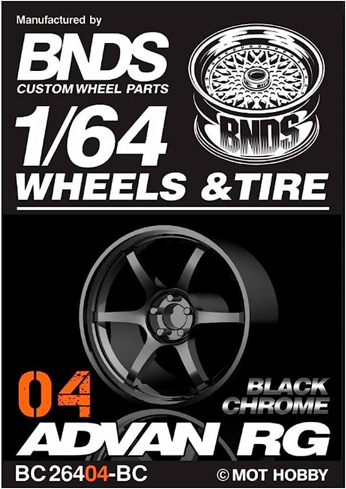 1:64 ABS Wheel & Rim set, black chrome - BC26404-BC