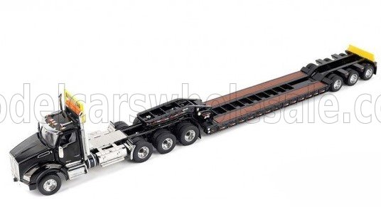 1:50 KENWORTH T880 SBFA Tridem седельный тягач с колесной формулой 8x4 и низкорамным полуприцепом Trail King (2014), черный - 71134