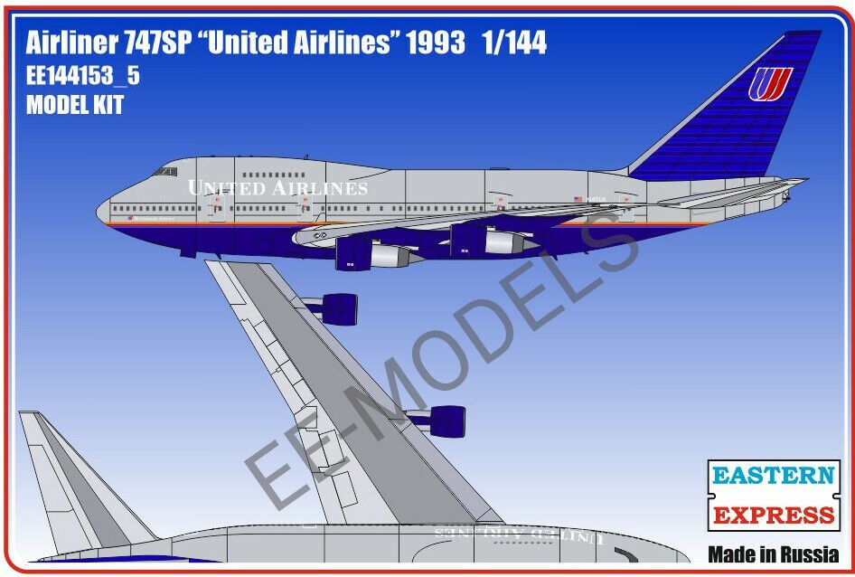 1:144 Сборная модель Авиалайнер 747SP 'United Airlines' 1993 - 144153-5
