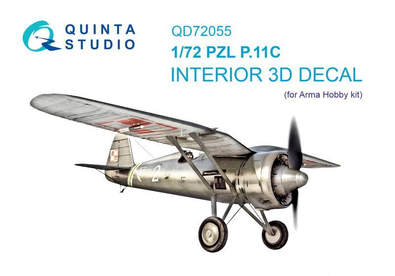1:72 3D Декаль интерьера кабины PZL P.11С (Arma Hobby) - QD72055