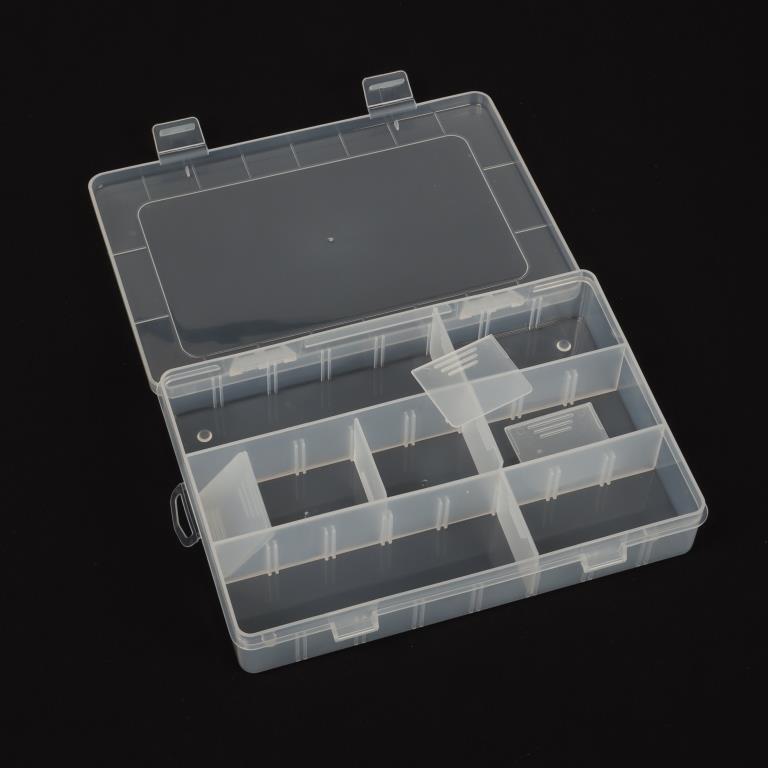 Прозрачный пластиковый ящик (с 24 ячейками) 19х12.5х4см - MW-BOX05
