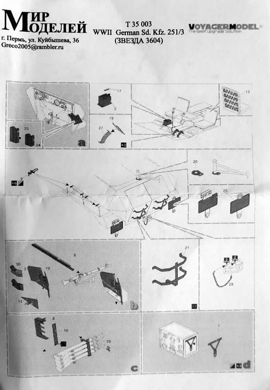 1:35 Фототравление Немецкий БТР Sd.Kfz.251/3 Ausf. В (радиомашина ) - T35003