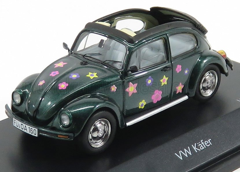 1:43 VOLKSWAGEN Beetle Kafer Blumen Cabriolet Open (1958), Green Met - 450389500