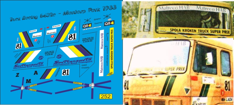 1:43 Набор декалей Минский-5432С №81 кольцевой  - Mantorp Park команда Минский-TRT 1988 г - U252