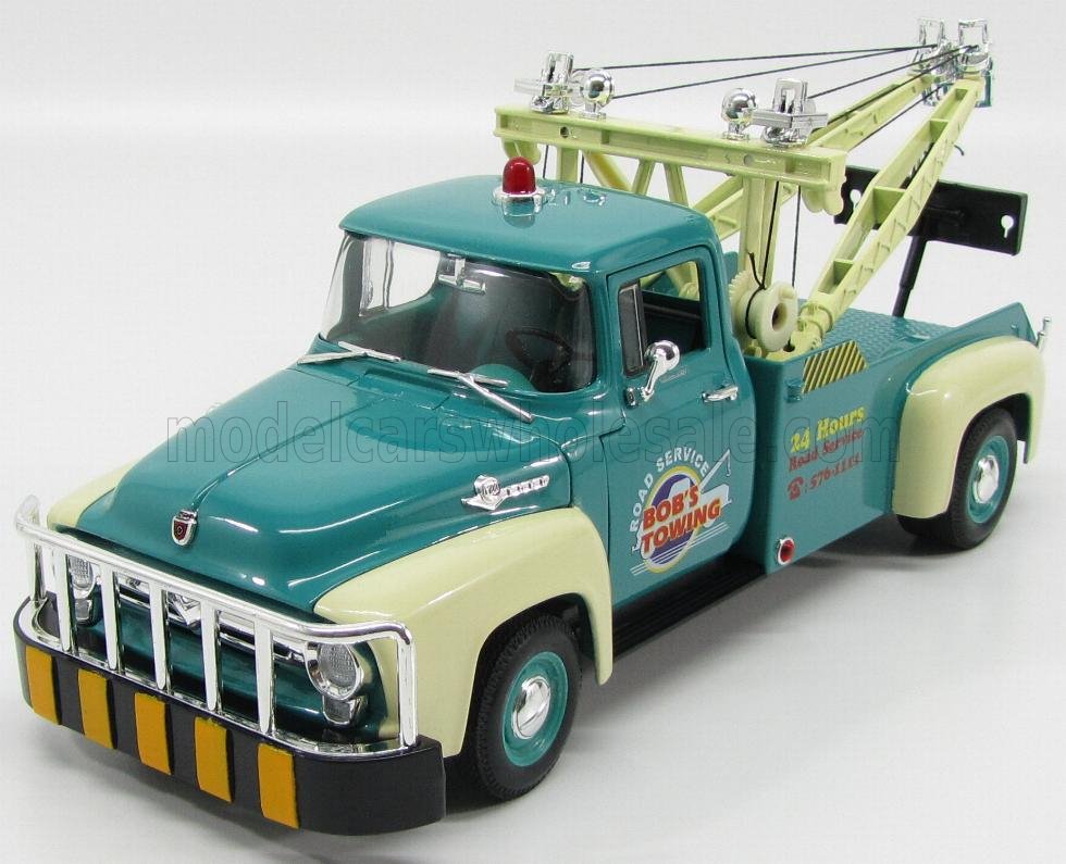1:18 FORD F-100 Pick tow truck Breakdown Bob's towing road service (1956), green/cream - 19834GR