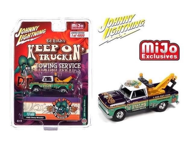1:64 CHEVROLET Wrecker (1966) *Ed Roths Keep on Trucking* Towing Service, black/green/white - jlcp7385