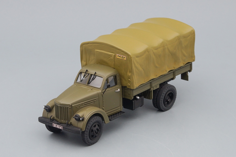 1:43 УралЗИS 355М бортовой с тентом, хаки - SL-068Б