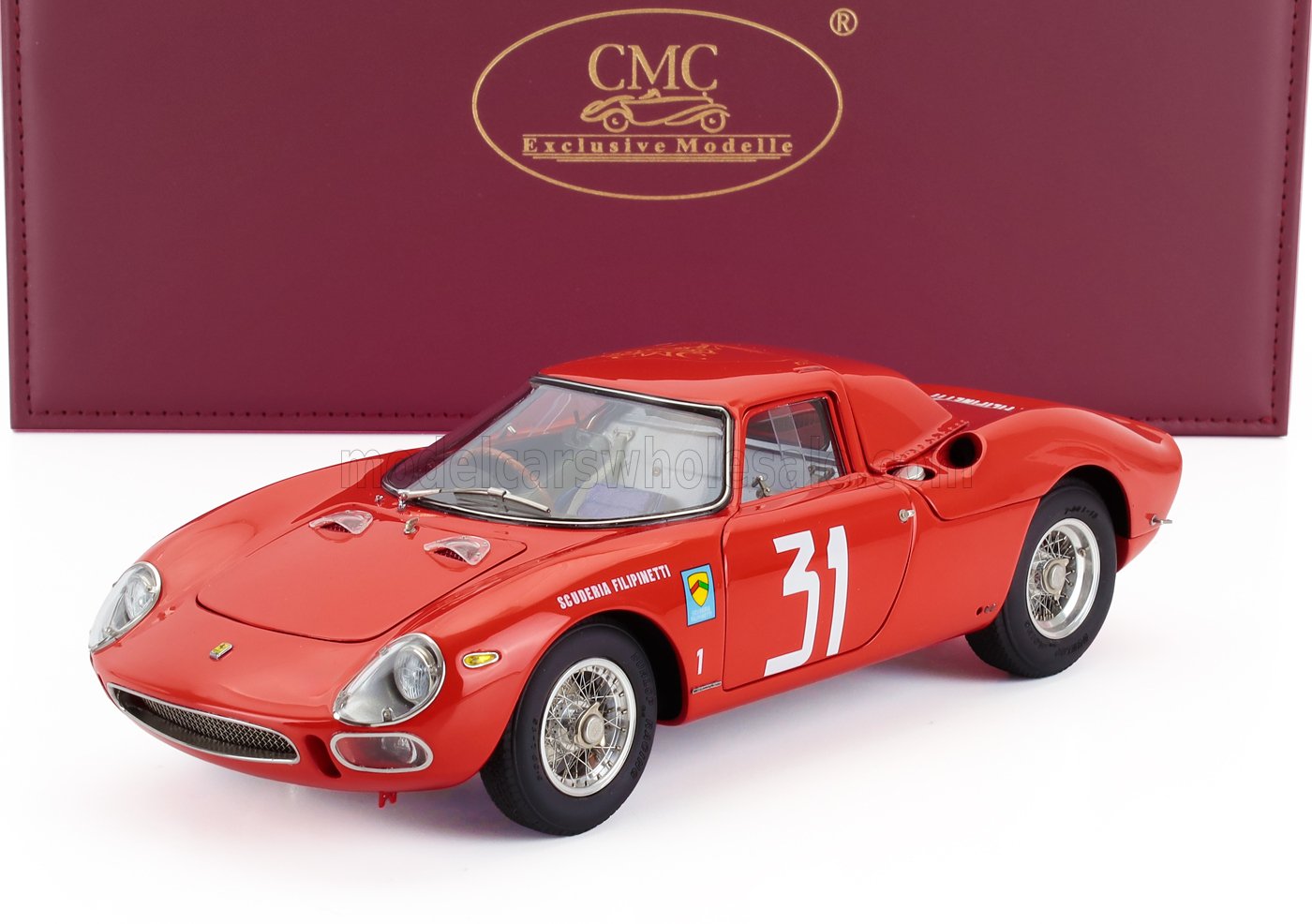 1:18 FERRARI 250lm Ch.n5899 Team Scuderia Filipinetti №31 Winner Monza (1964) Nino Vaccarella, Red - M-268