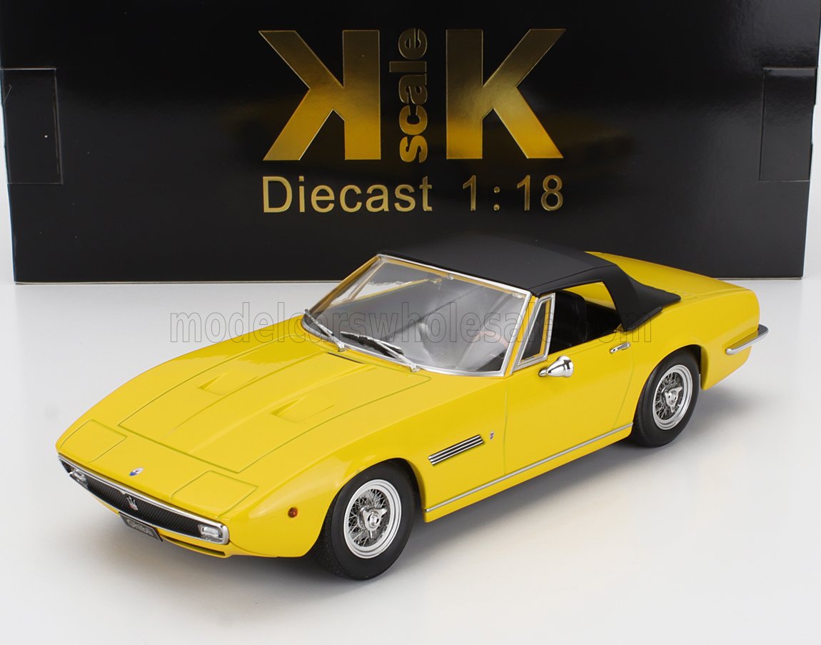 1:18 MASERATI Ghibli Spider Cabriolet Open (1970) - Spoked Rims - Cerchio A Raggio, Yellow - KKDC181303