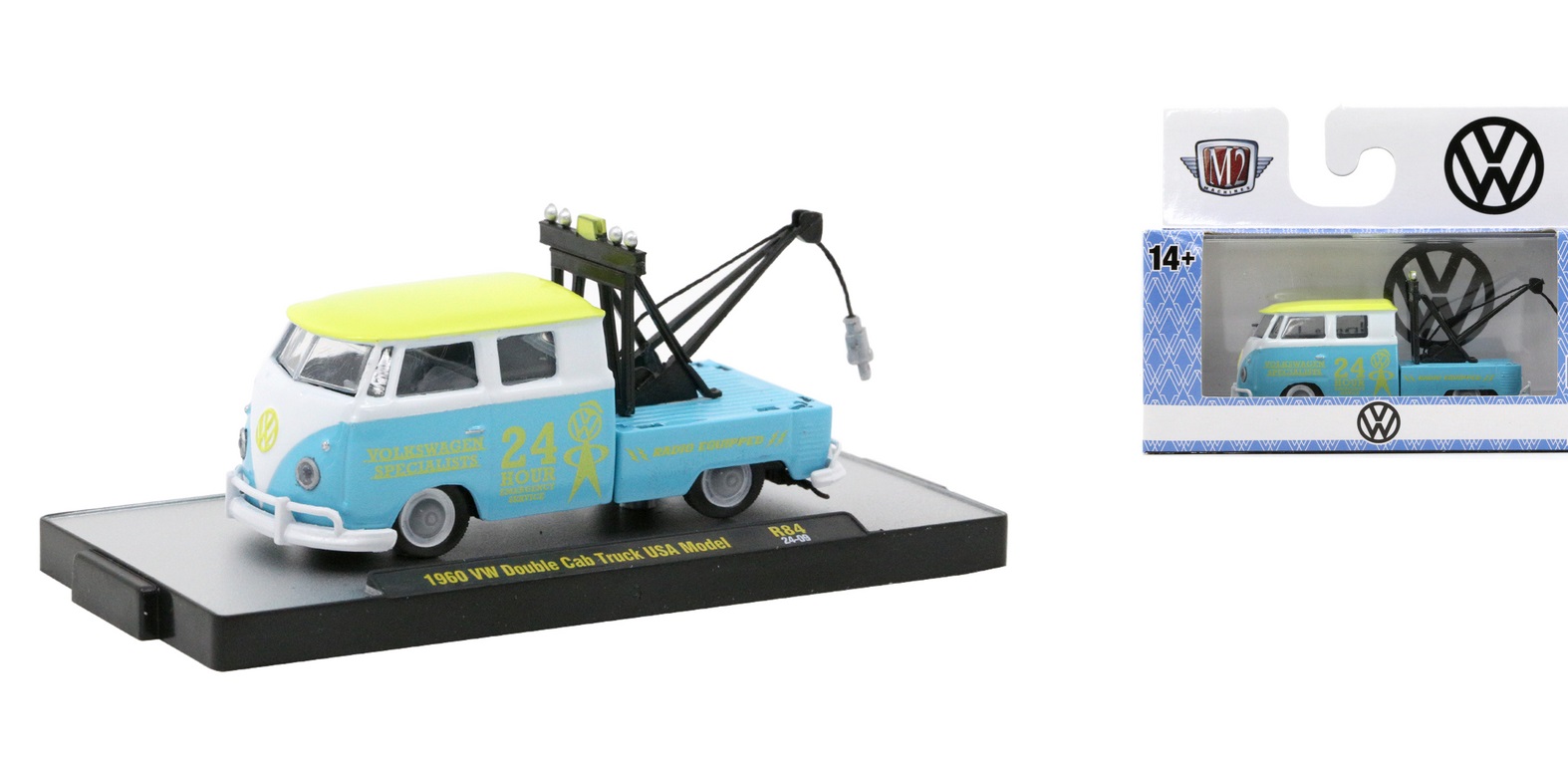 1:64 VOLKSWAGEN Double Cab Truck (1960), blue/white/yellow - R842409
