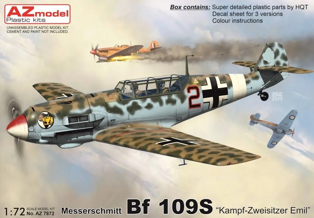 1:72 Сборная модель Messerschmitt Bf-109S 'Kampf-Zweisitzer Emil' - AZ7872