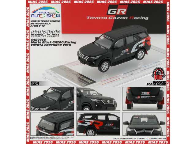 1:64 TOYOTA Fortuner GR Racing (RHD) S4F (April26), matte black 2018 - BM64B0468
