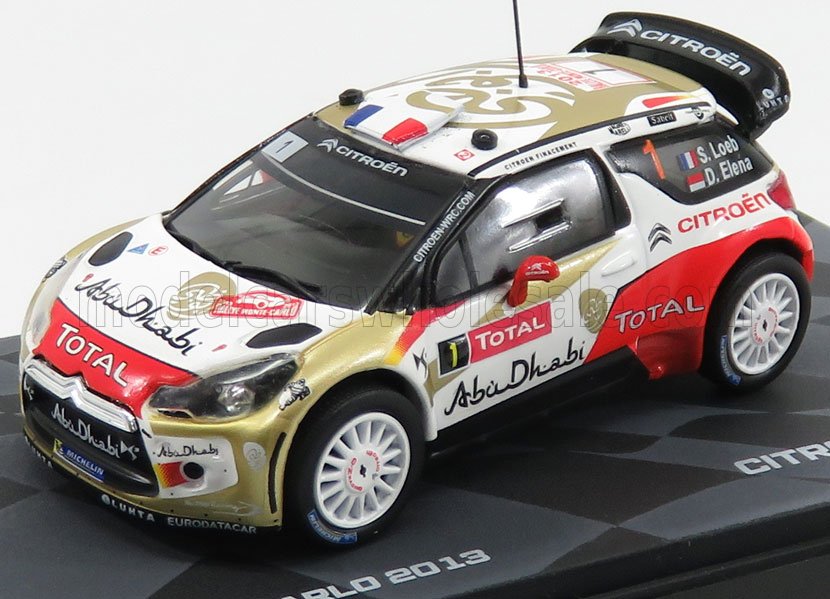 1:43 CITROEN Ds3 Wrc Total Abu Dhabi N 1 Winner Rally Montecarlo 2013 S.loeb - D.elena, Red Gold White - RMIT002