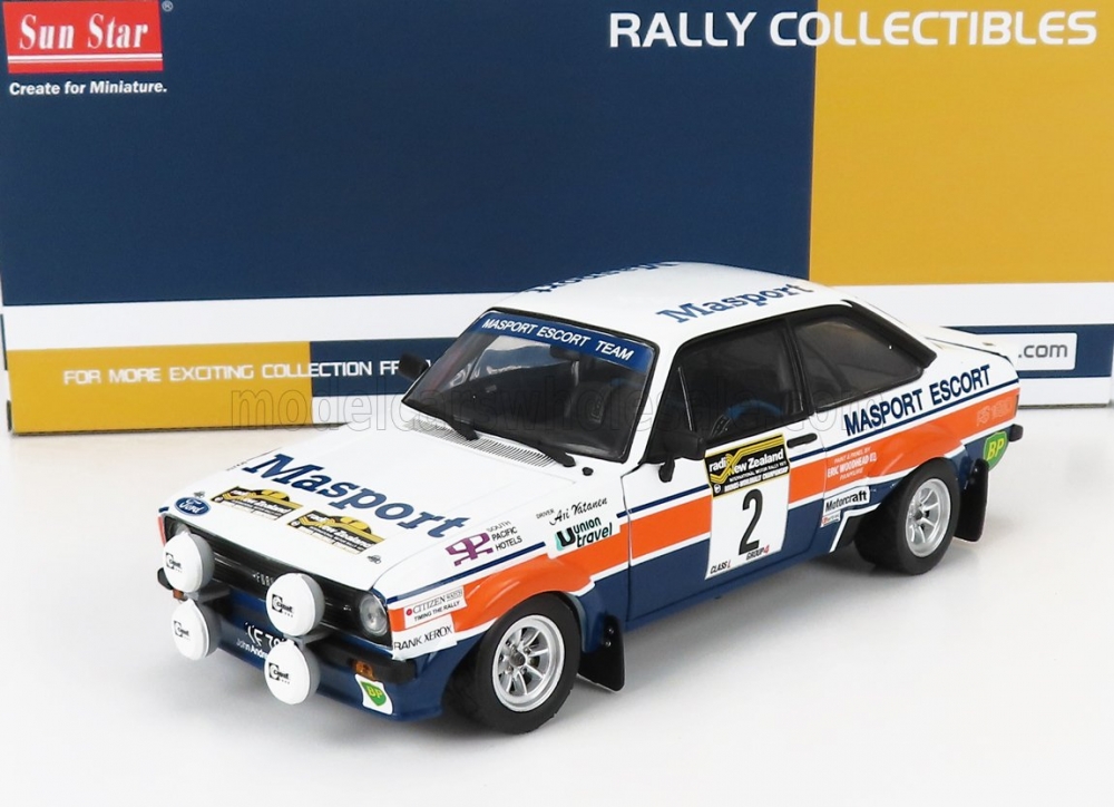 1:18 FORD ESCORT RS1800 (night version) №2 2nd RALLY SOUTH PACIFIC NEW ZEALAND (1977) A.VATANEN - J.SCOTT, WHITE/ORANGE/ BLUE - 4665