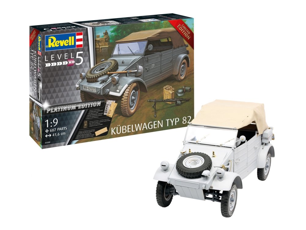 1:9 Сборная модель Германский автомобиль повышенной проходимости Kübelwagen Typ 82 Platinum Edition - 03500