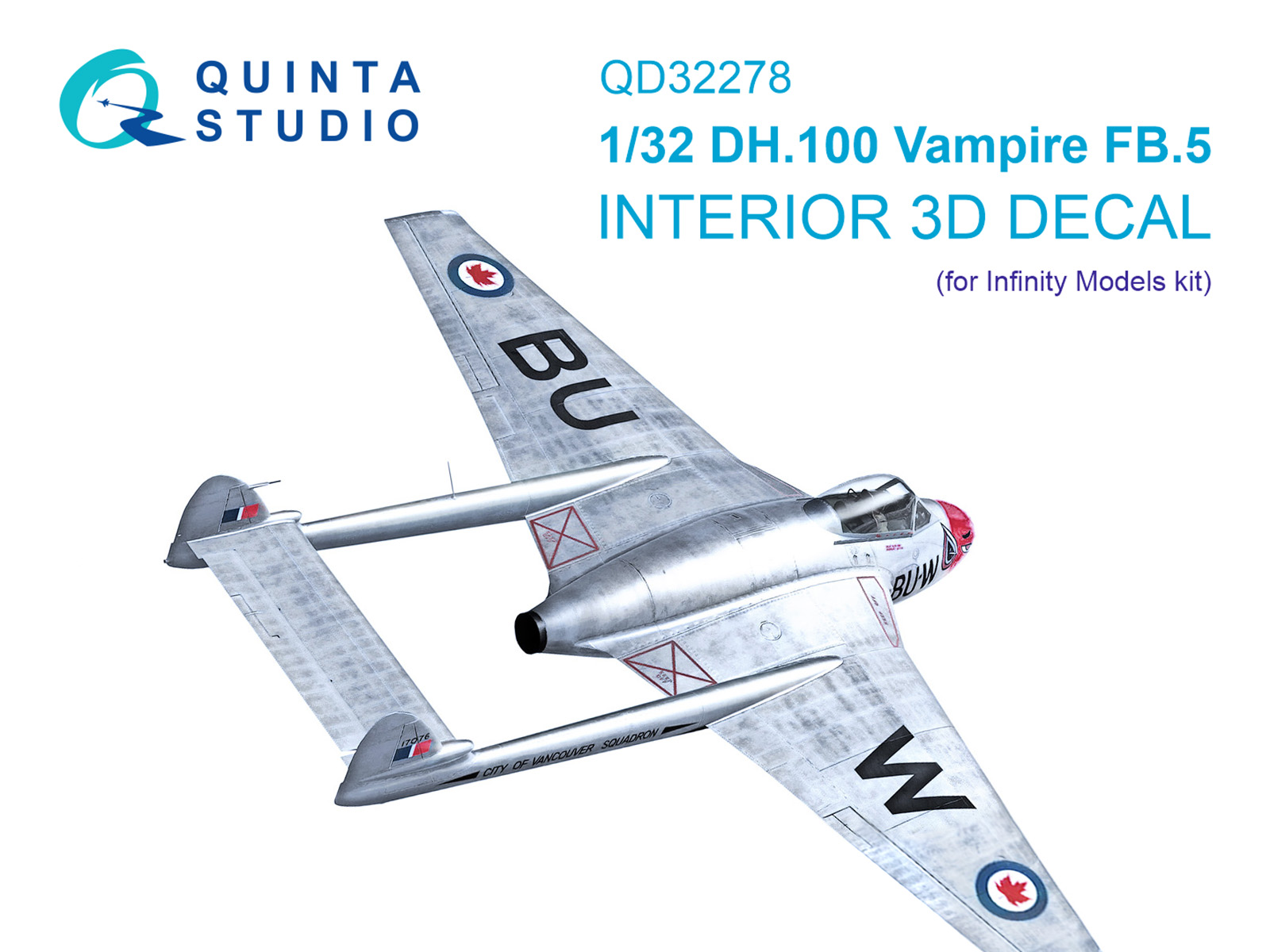 1:32 3D Декаль интерьера кабины DH.100 Vampire FB.5 (Infinity Models) - QD32278