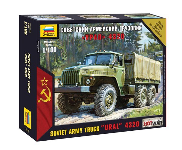 1:100 Сборная модель Советский армейский грузовик Уральский грузовик-4320 - 7417