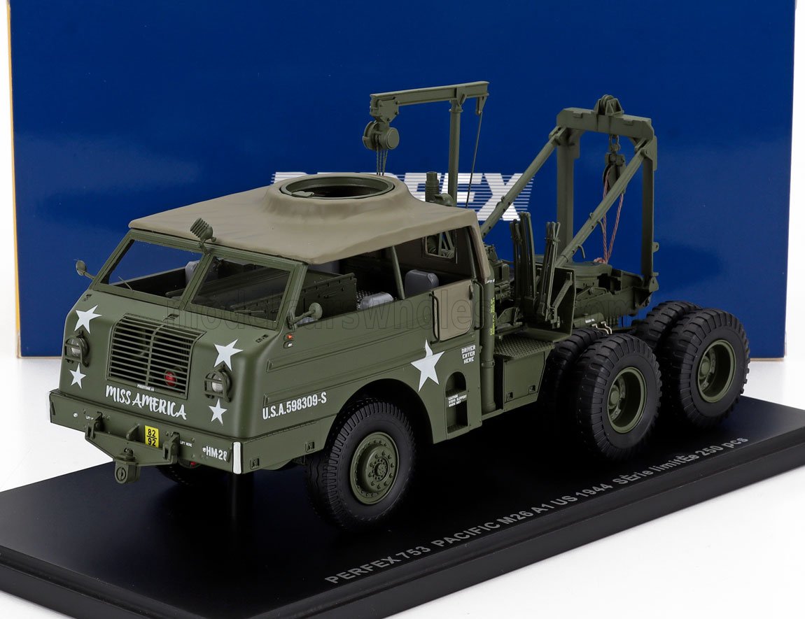 1:43 PACIFIC M26 A1 Tractor Truck Us With Crane 3-assi (1944), Military Green - PE753