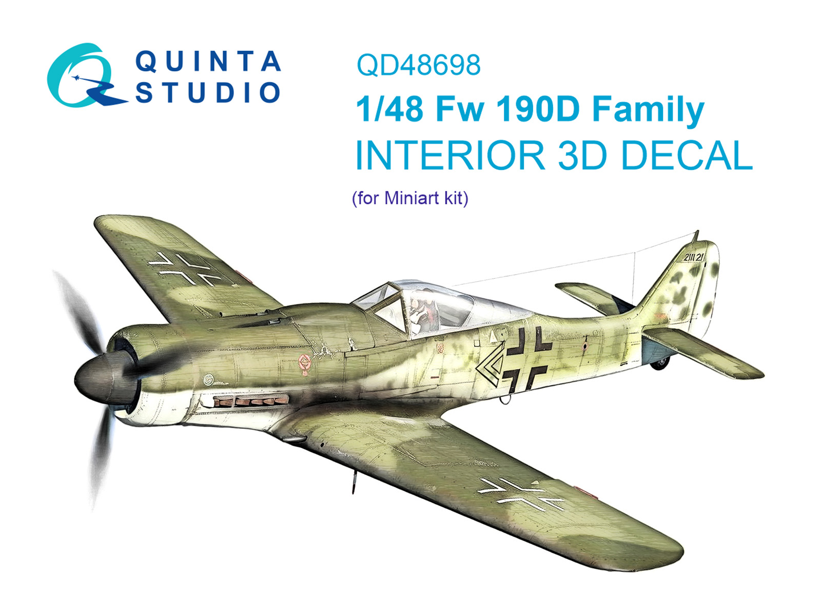 1:32 3D Декаль интерьера кабины для семейства Fw 190D (Miniart) - QD48698