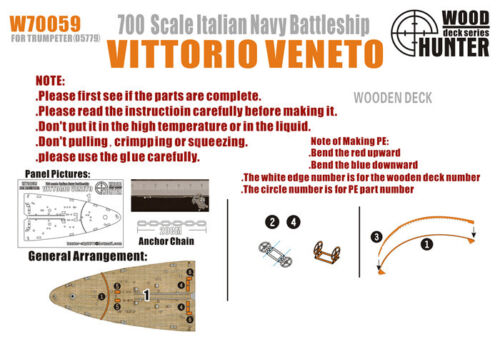 1:700 Набор деталей WWII Italian Battleship Vittorio Veneto - W70059